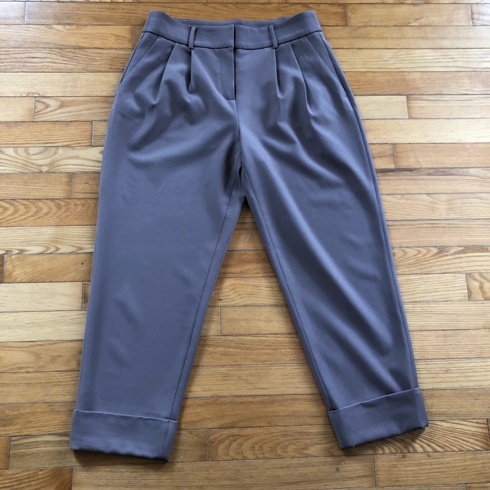 Rw&Co cropped pleated trousers in mauve